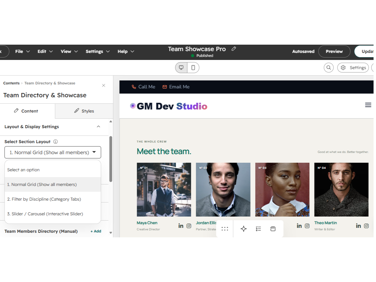 Intuitive 3-in-1 Layout & Full Style Controls